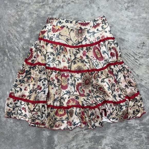 Diane Von Furstenberg Lightweight Silk Floral Bohemian Maxi Skirt 27 in. Waist - Picture 1 of 8